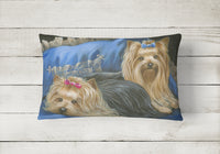 Yorkshire Terrier Yorkie Satin and Lace Canvas Fabric Decorative Pillow PPP3293PW1216