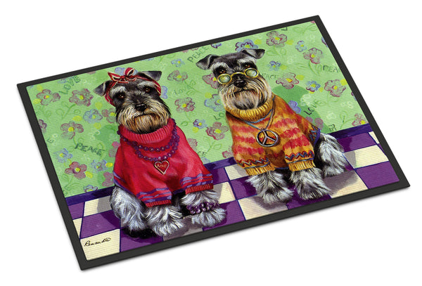 Buy this Schnauzer Love and Peace Indoor or Outdoor Mat 24x36 PPP3333JMAT