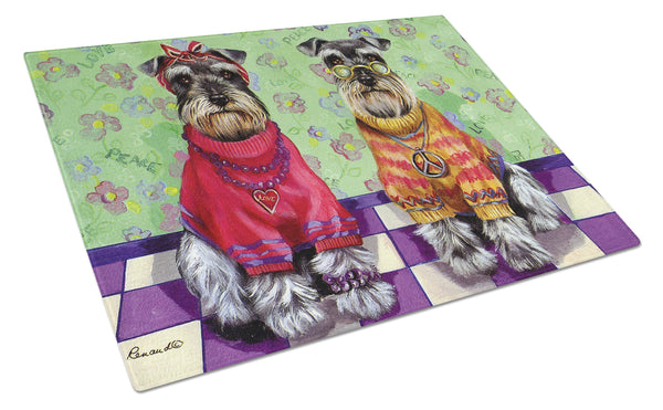 Buy this Schnauzer Love and Peace Glass Cutting Board Large PPP3333LCB